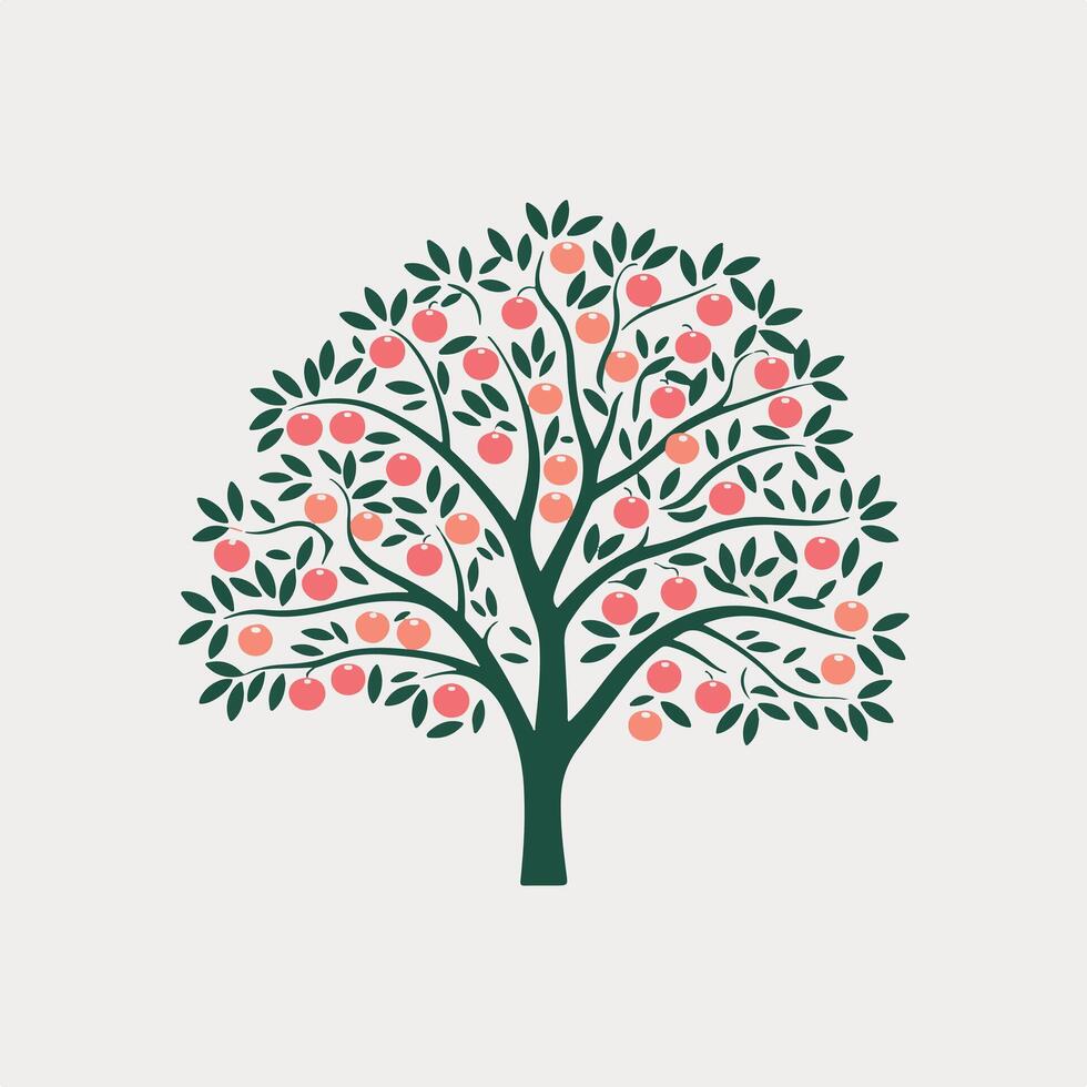 An apple tree with pink fruit on it vector
