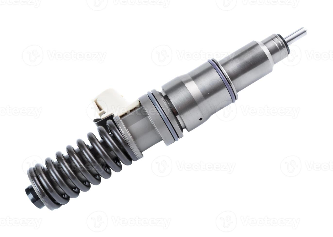 New fuel injector on white close up photo