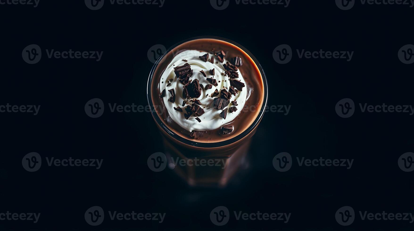 A chocolate ice cream with a swirl of white photo