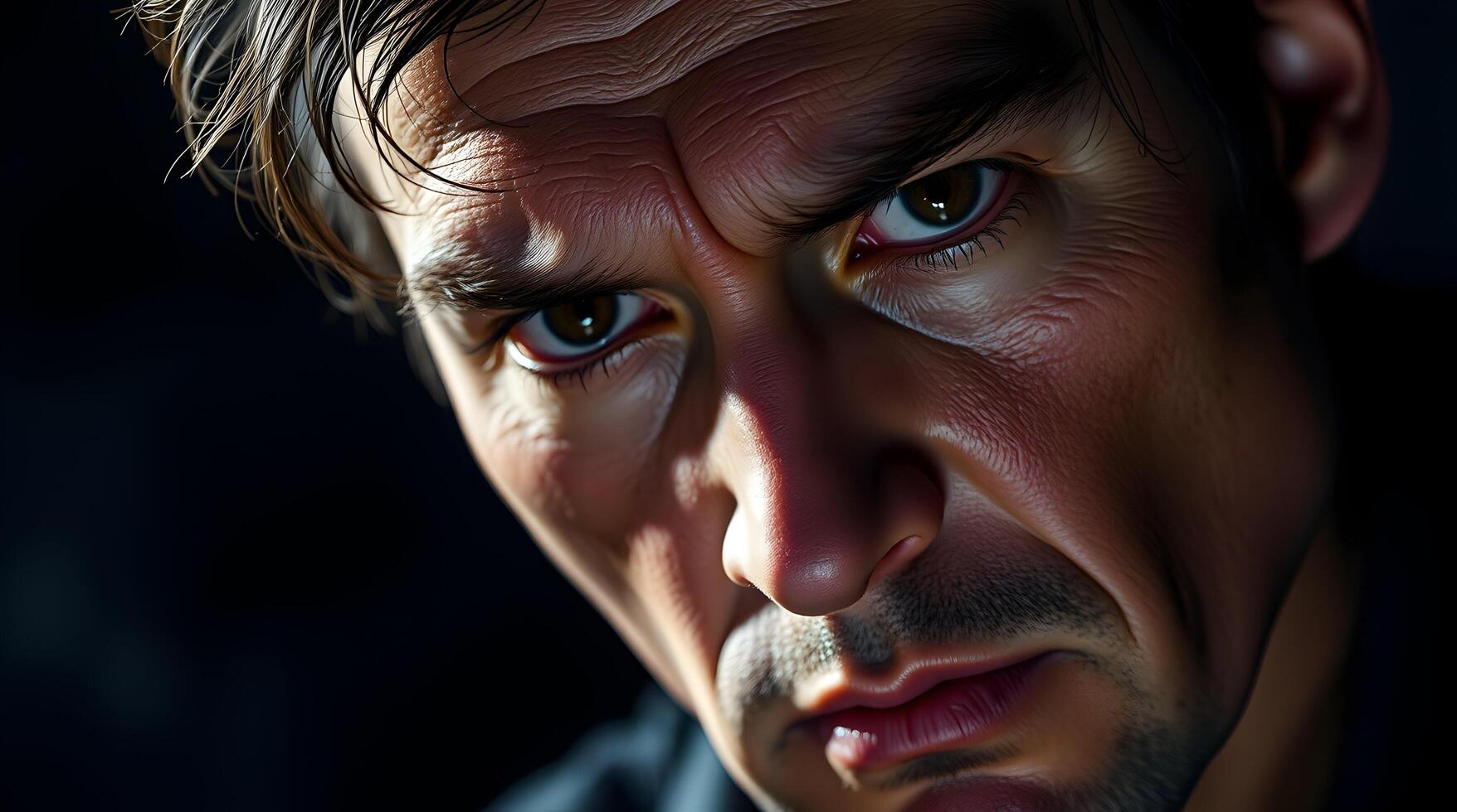 A man with a dark background and a close up of his face photo