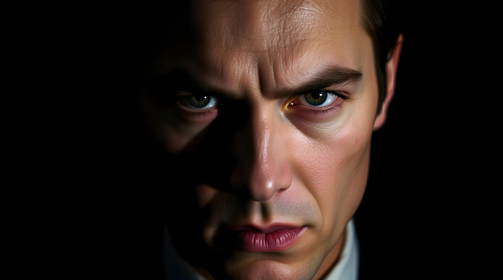 A man with green eyes staring at the camera photo
