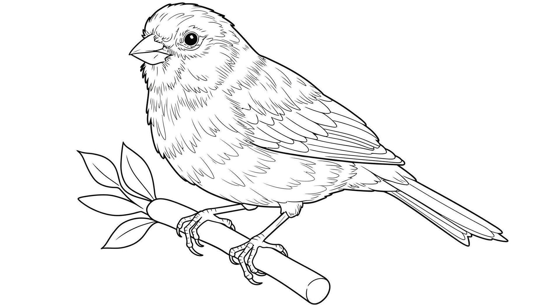 A bird sitting on a branch coloring page vector