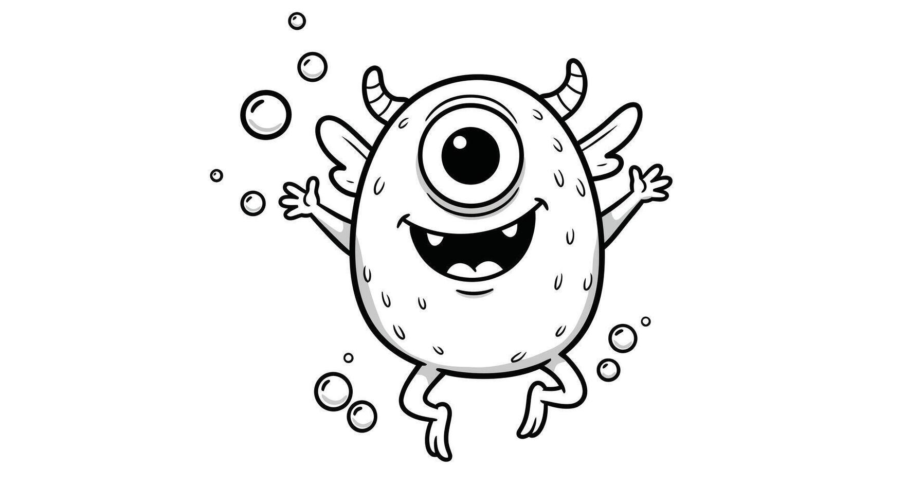 A cartoon monster with bubbles around it vector