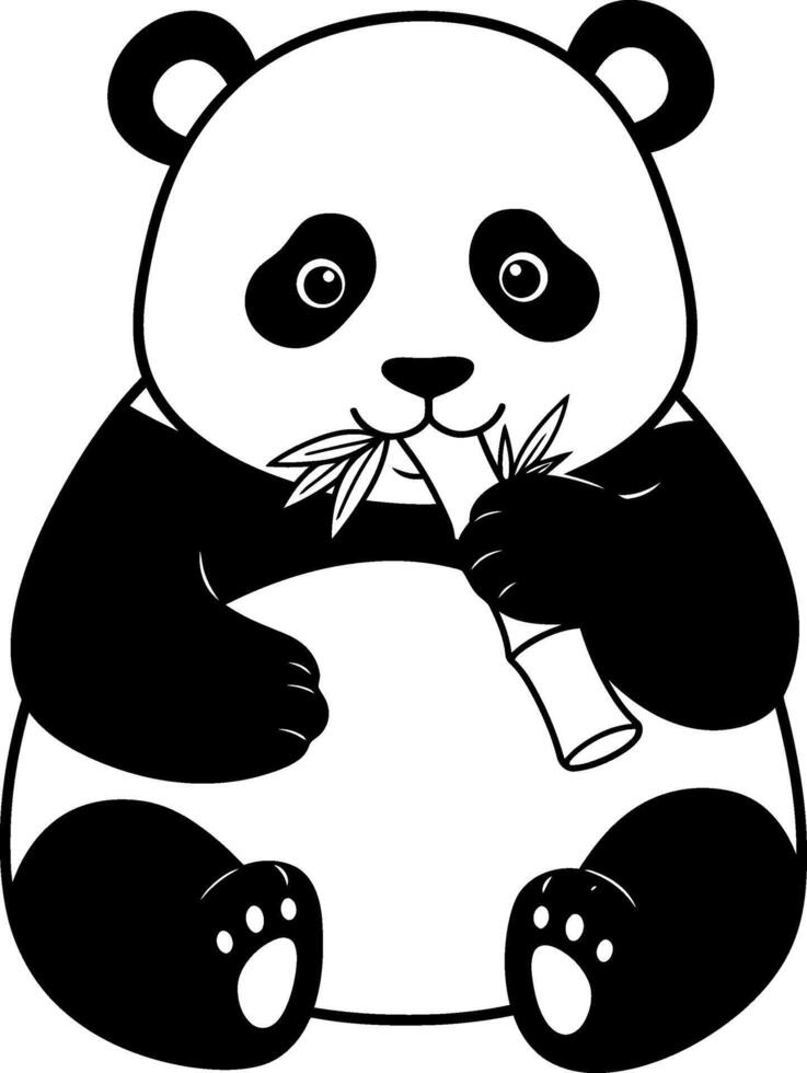 Panda bear eating bamboo clipart vector