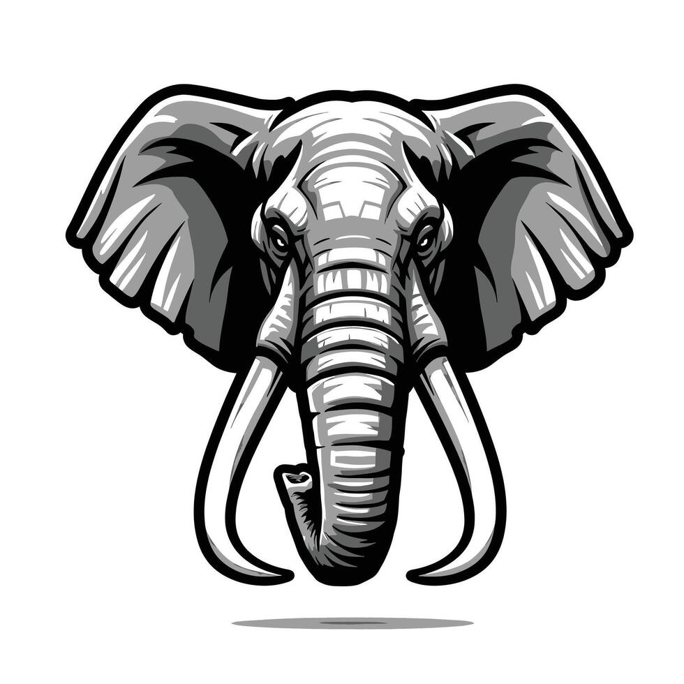 An elephant head with tusks on a white background vector