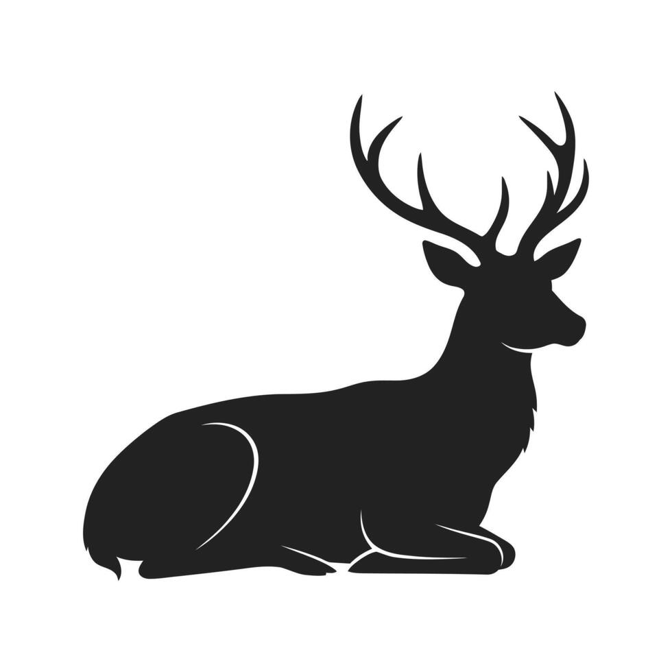 Deer at Rest Silhouette - Peaceful Animal vector