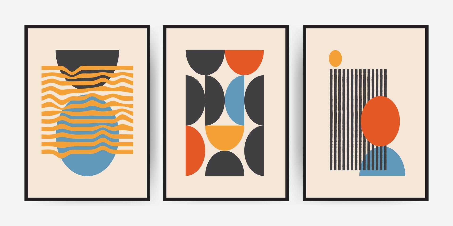 Aesthetic abstract wall decoration poster. Geometric Bauhaus Abstract Shape. vector