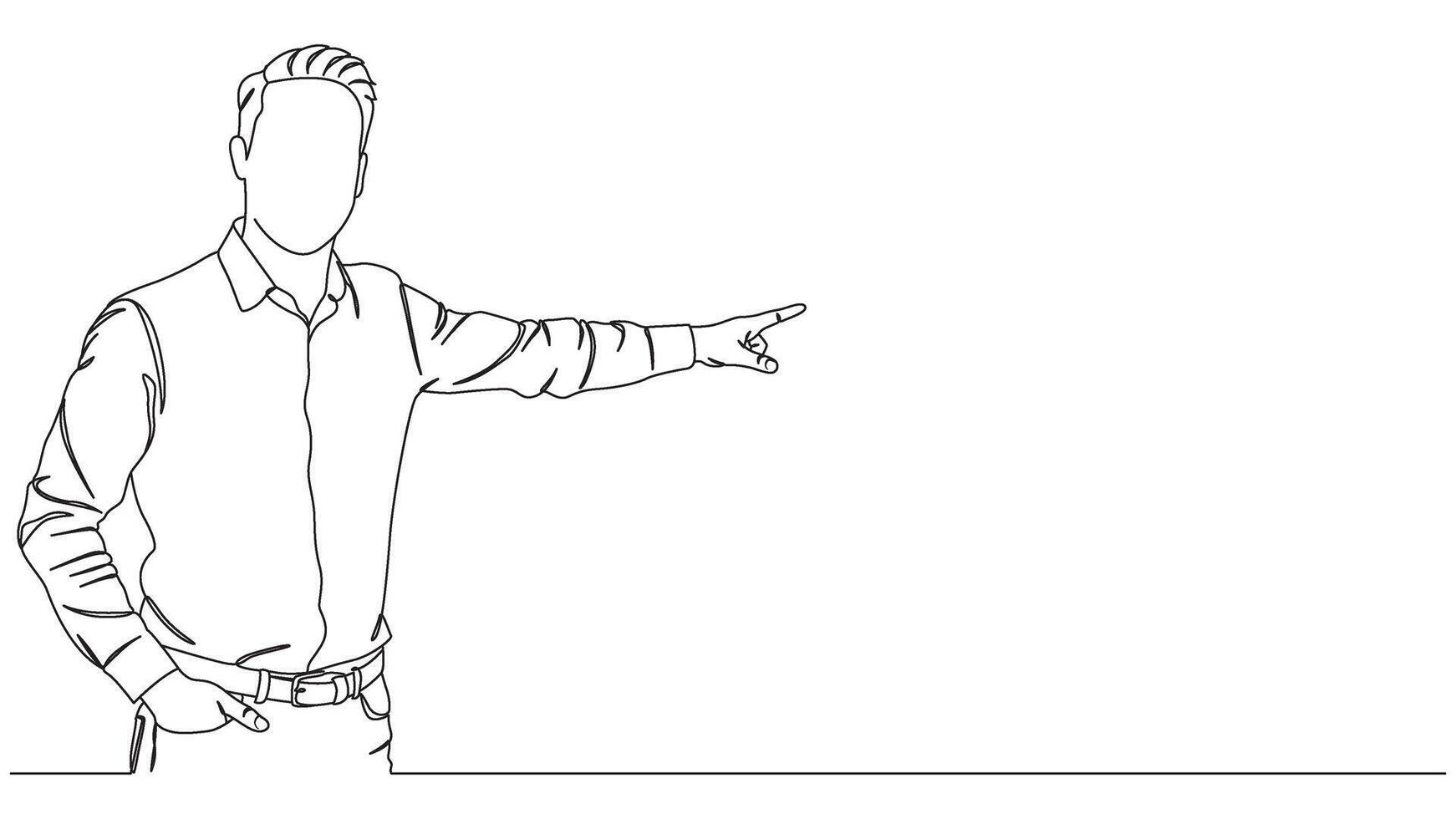 Continuous line drawing illustration of professional man pointing direction vector
