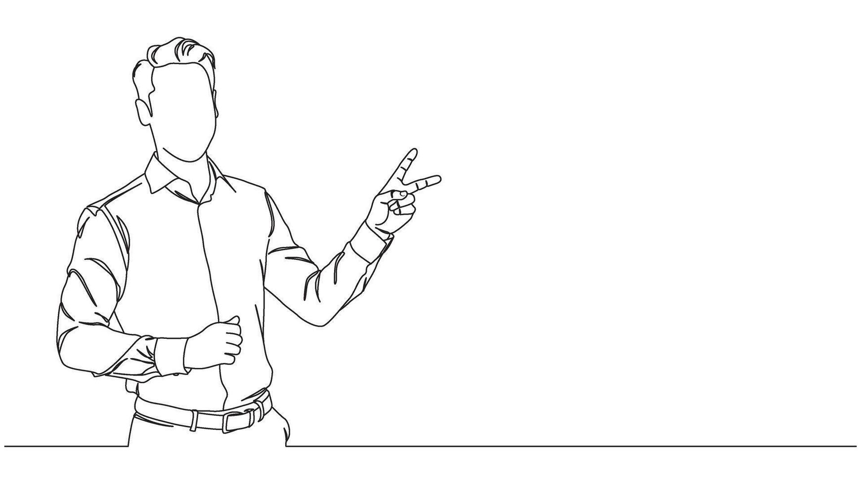 Abstract Line Art Illustration of a Man Gesturing Peace Sign Indicating Number Two vector