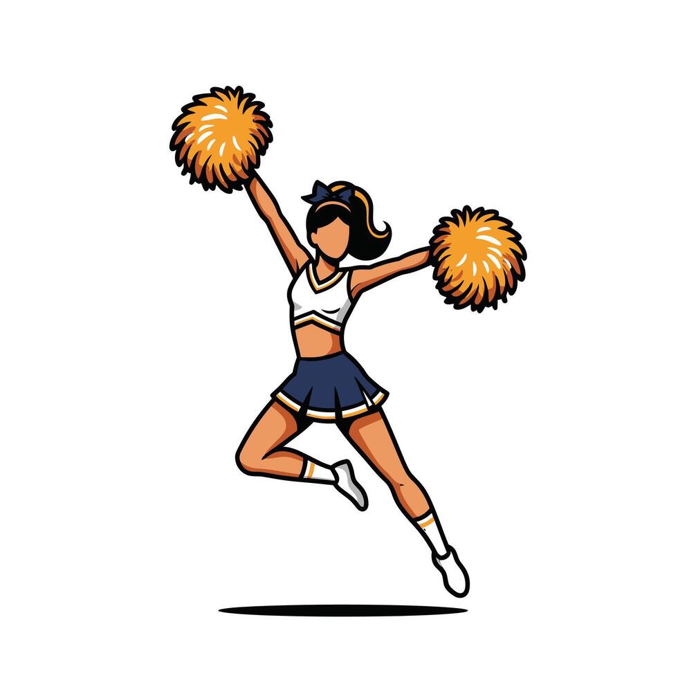 Cheerleader With Pom-Poms on a White Background vector
