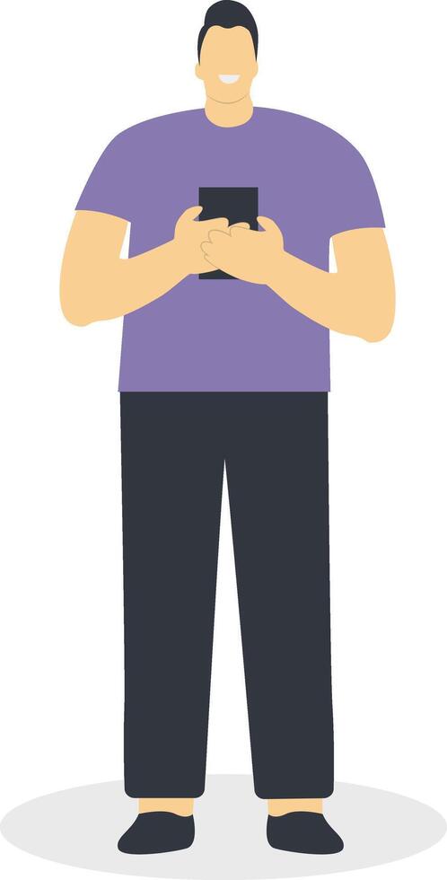 Male Carrying Smartphone with Cartoon Design vector