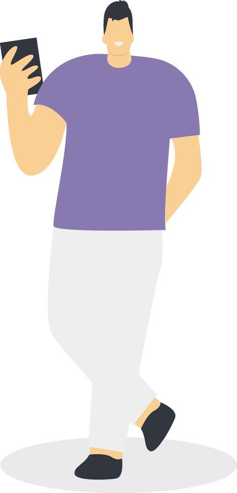Male Carrying Smartphone in Flat Design vector