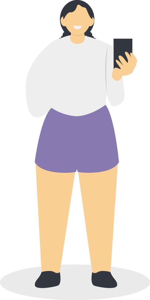 Woman Carrying Smartphone in Flat Design vector