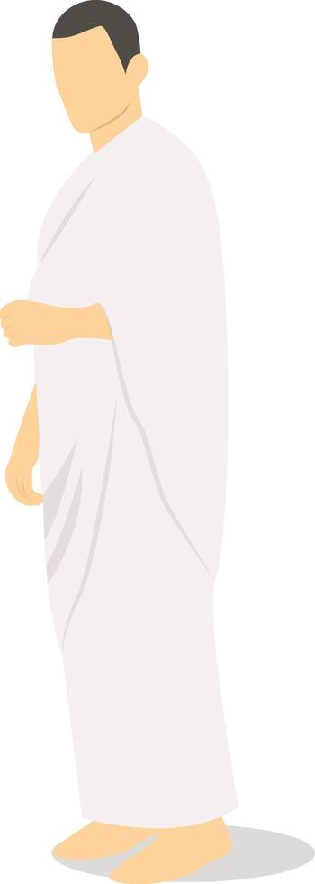 Male Hajj Pilgrim Character on White Background. vector
