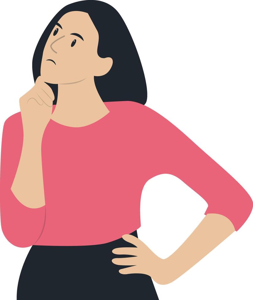 Confused Woman Character. vector