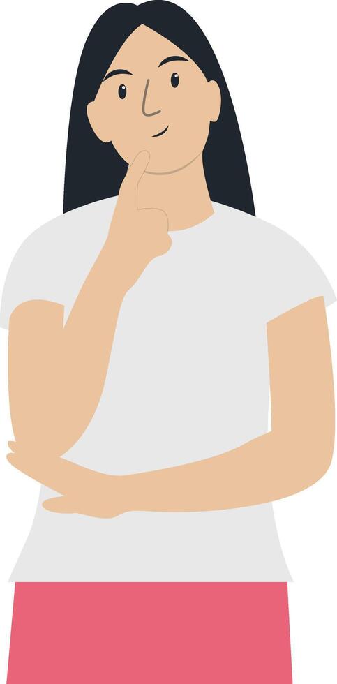 Confused Woman Character in Cartoon Design vector