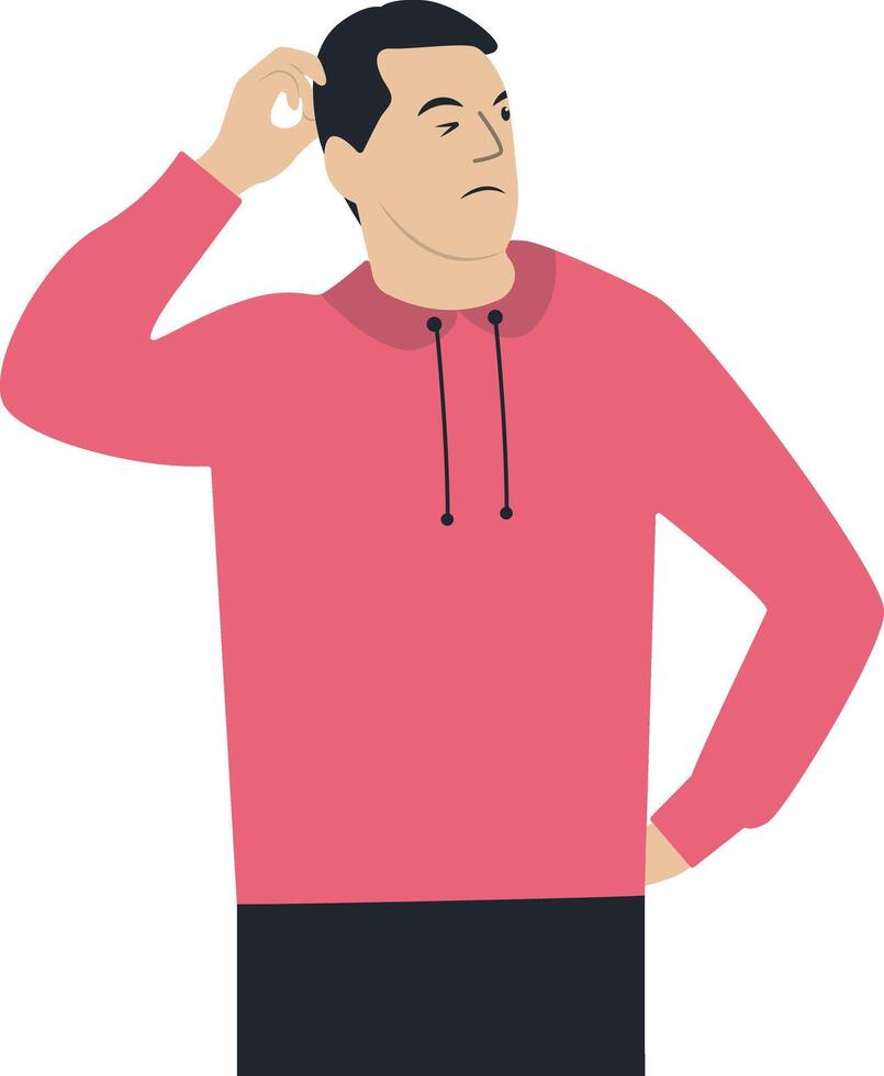 Confused Men Character in Flat Design. vector