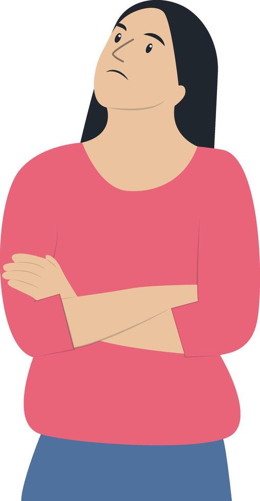 Confused Woman Character Isolated on White Background vector