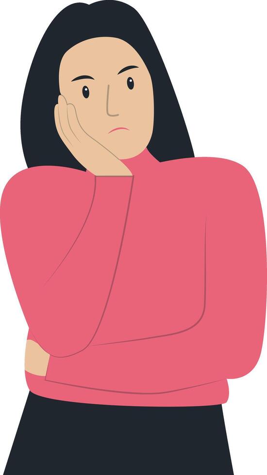 Confused Woman Character on White Background vector