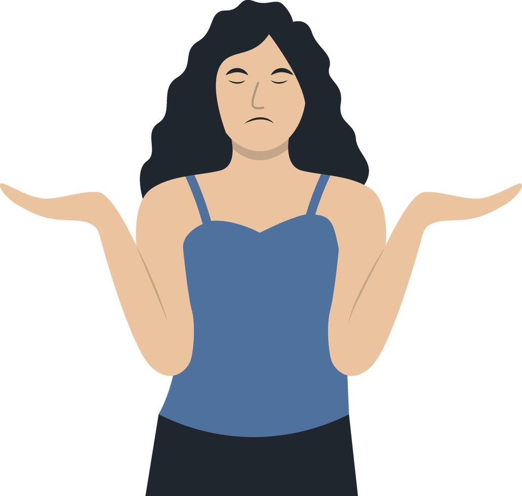 Confused Woman Character in Flat Design vector