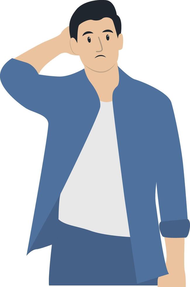 Confused Men Character on White Background vector