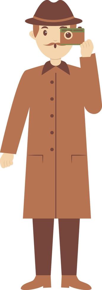 Male Detective Character Isolated on White Background vector