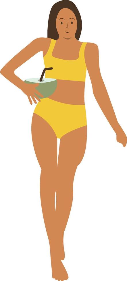Illustration of Beach Woman with Flat Design vector