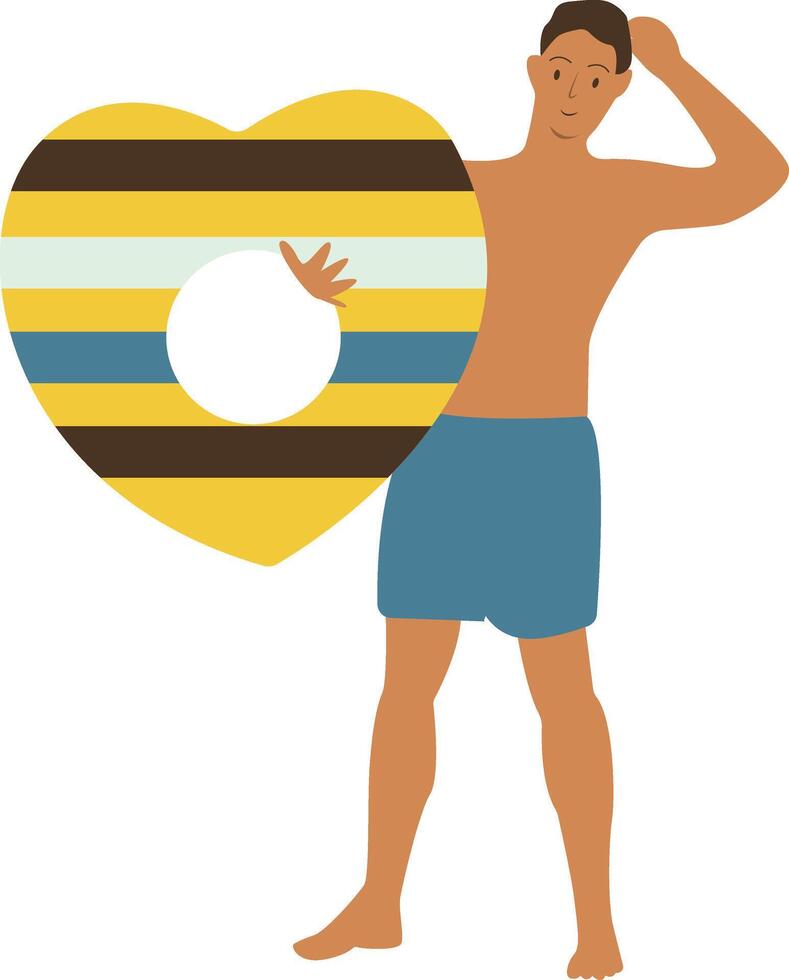 Illustration of Man Vacation at the Beach in Flat Design vector