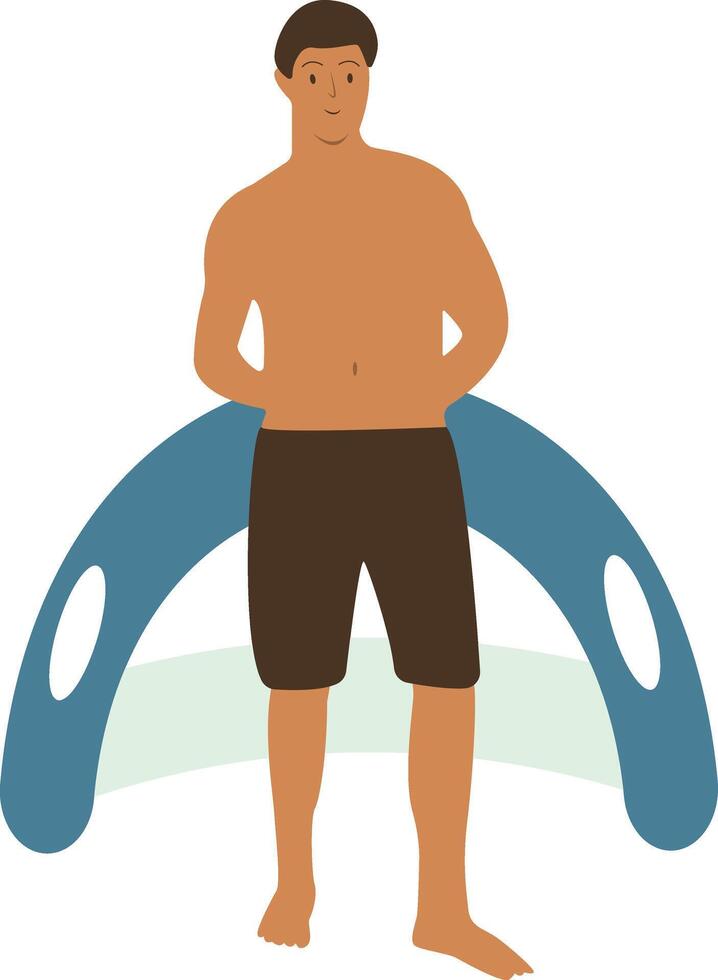 Illustration of Man Vacation at the Beach Isolated on White Background. vector