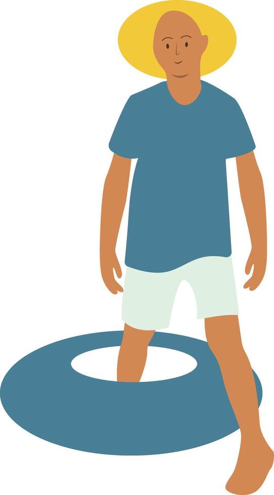 Illustration of Man Vacation at the Beach. vector