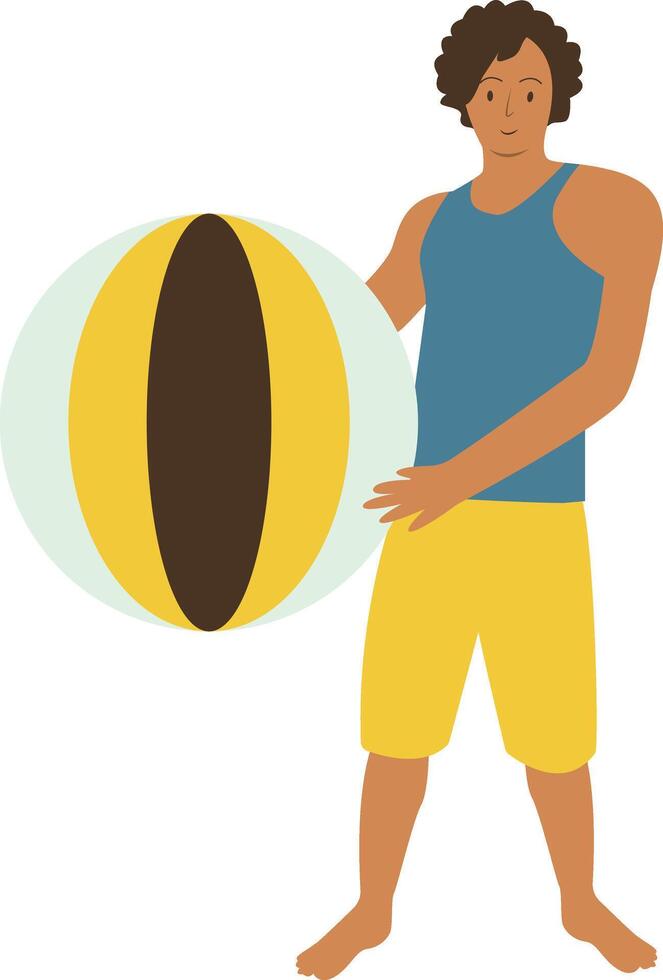 Illustration of Man Vacation at the Beach with Flat Design. vector