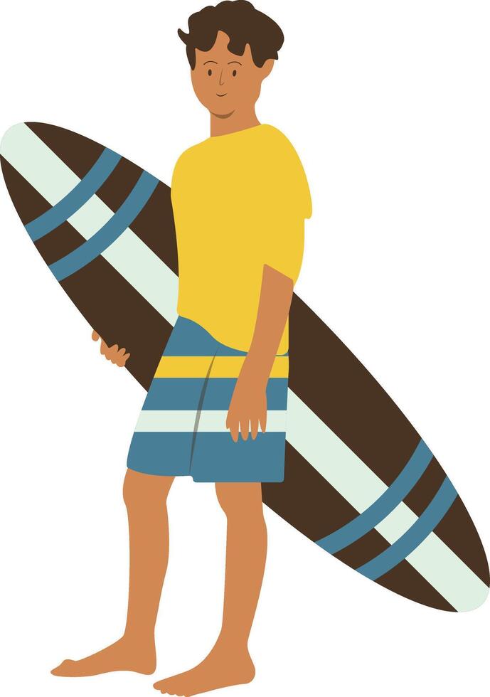 Illustration of Man with Surfboard. vector