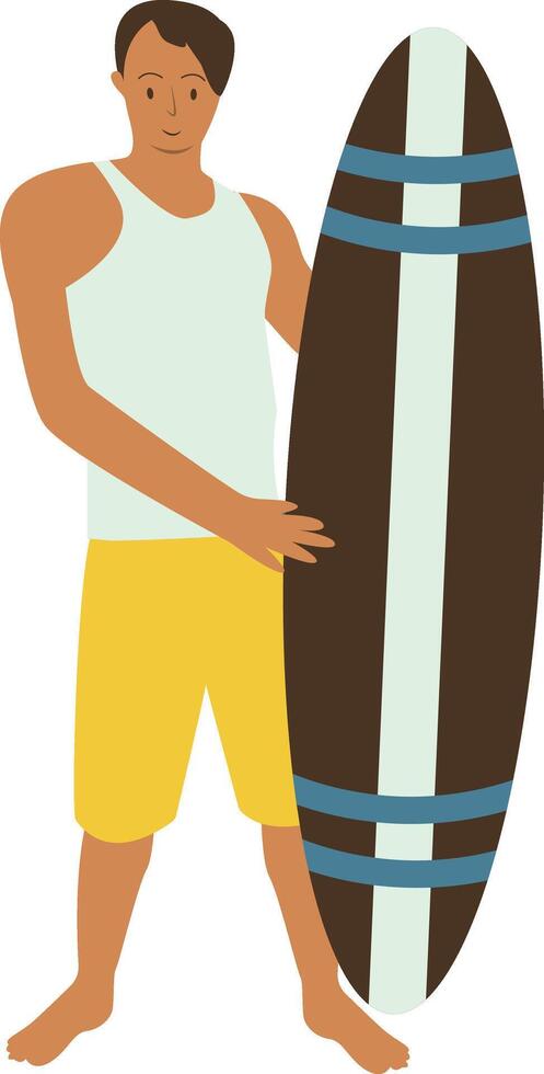 Illustration of Man with Surfboard vector