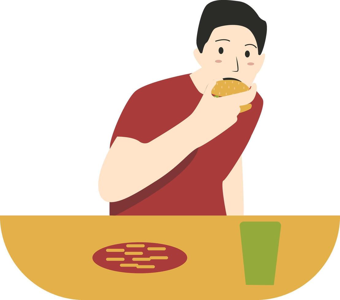 Illustration of Male Eat Burger vector