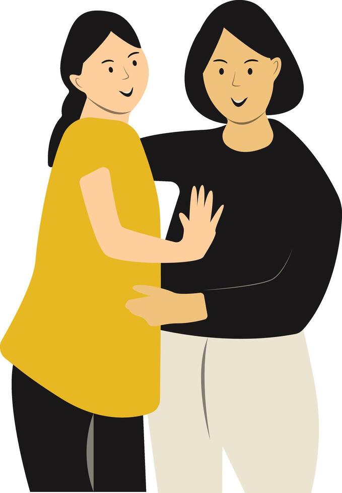 Woman Friendship Character in Flat Design. vector