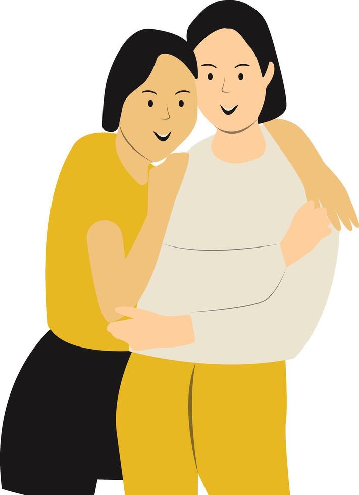 Woman Friendship Character with Cartoon Design vector