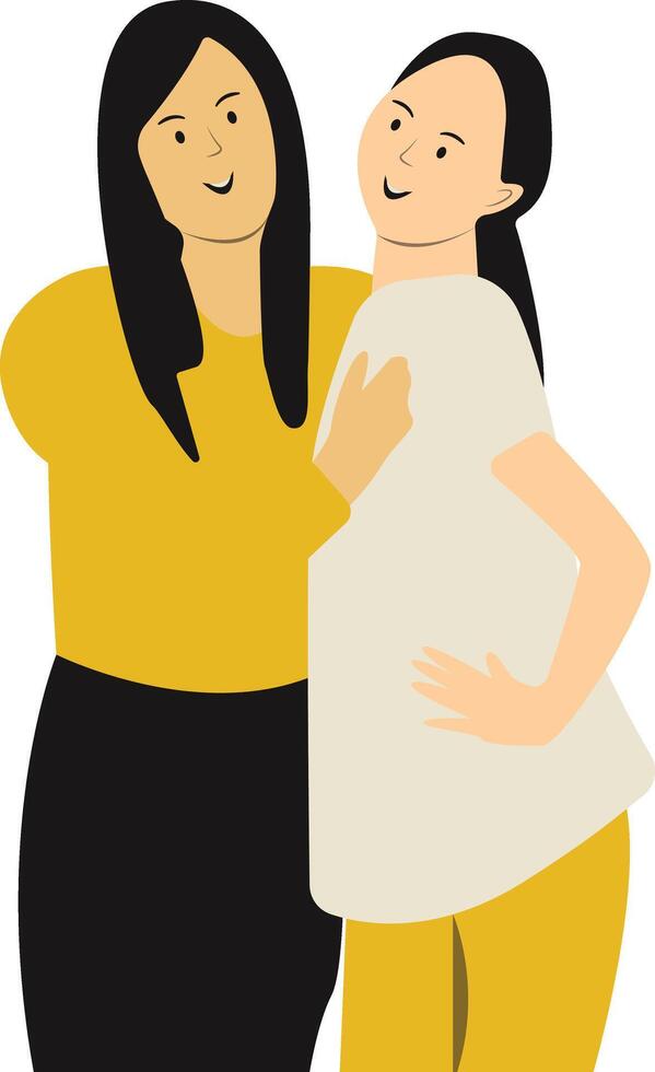 Woman Friendship Character in Cartoon Design. vector