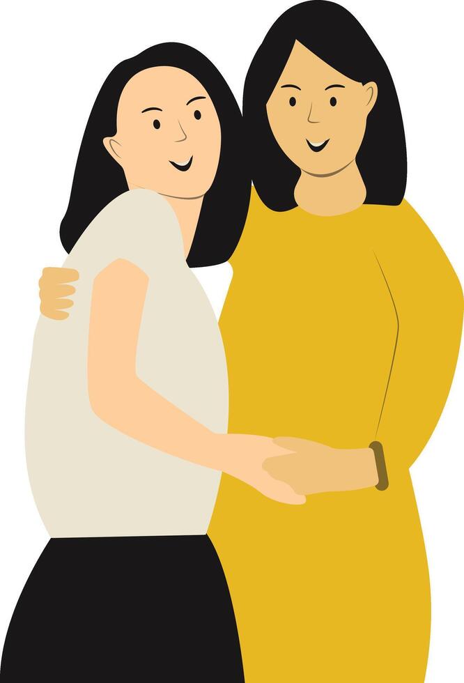 Woman Friendship Character with Flat Design vector