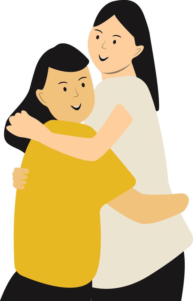 Woman Friendship Character with Cartoon Design. vector