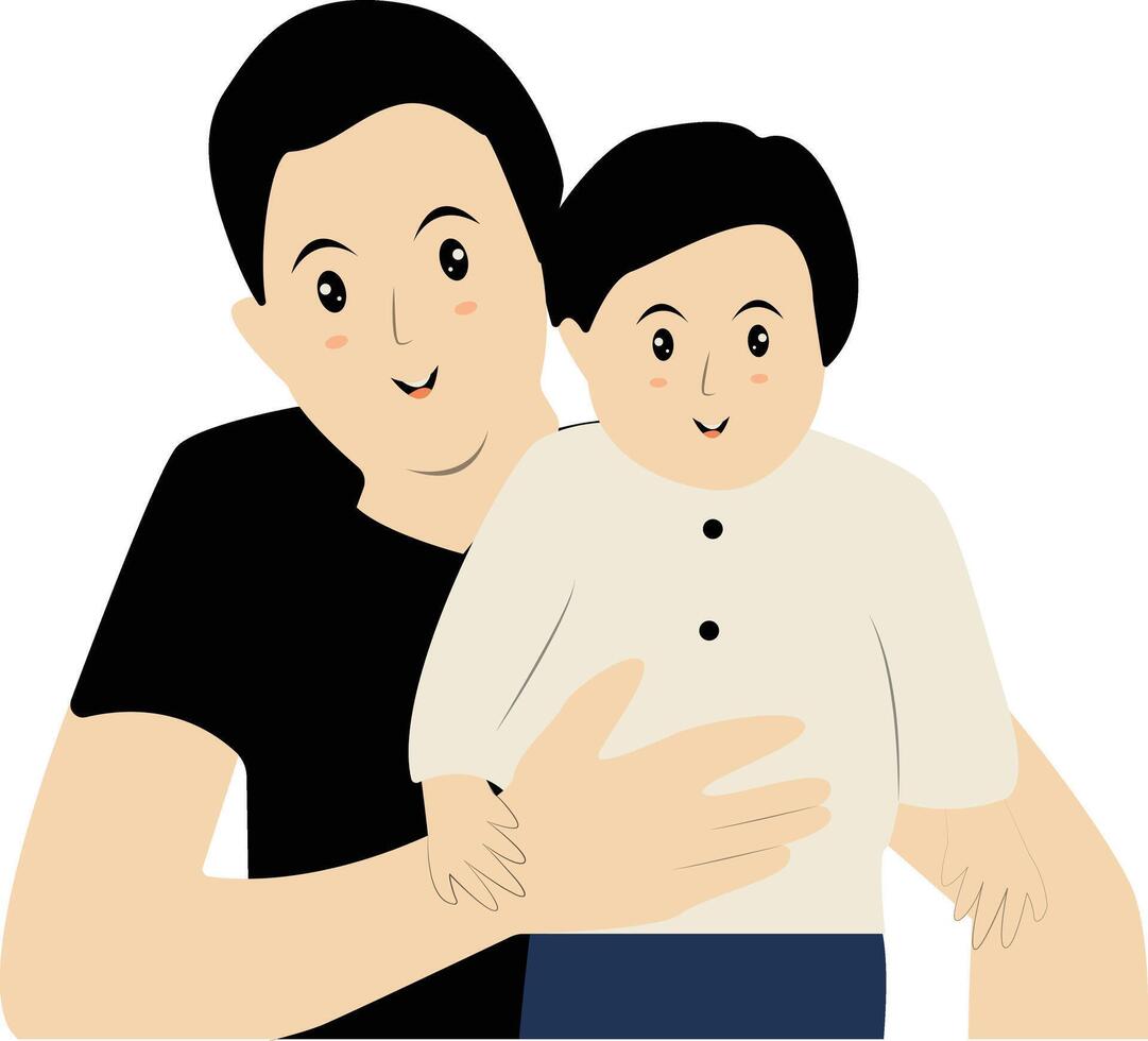 Father and Son Illustration in Flat Design. vector