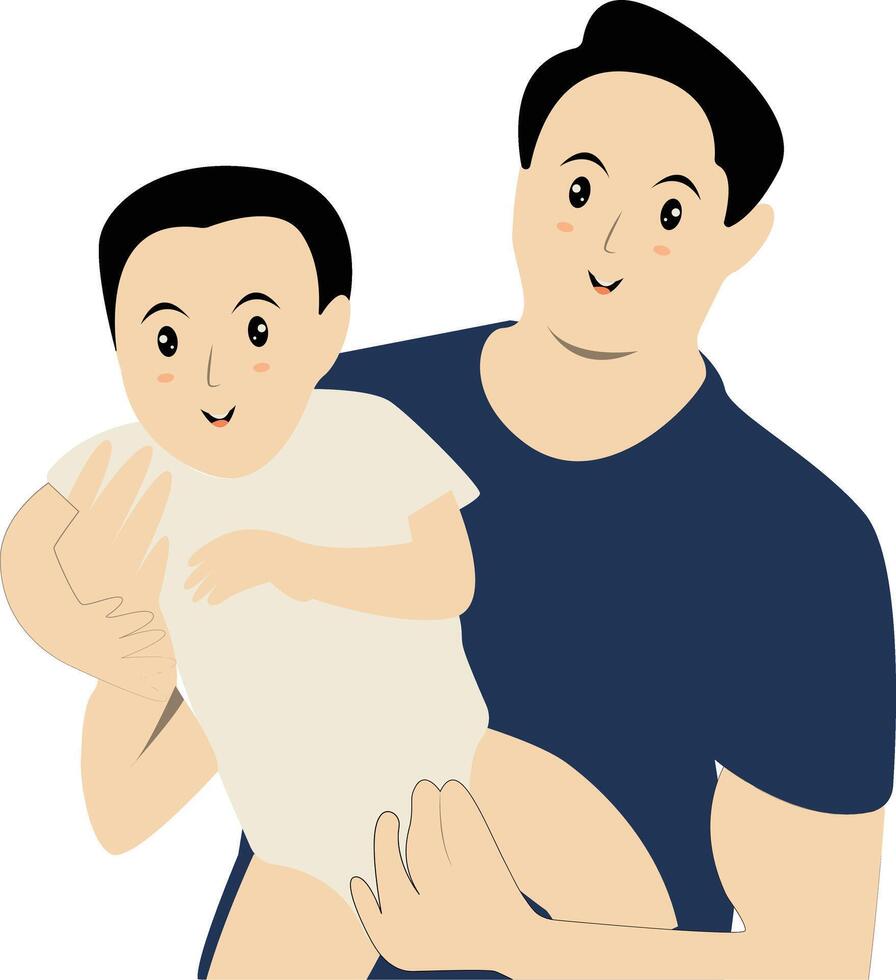 Happy Father with Son Illustration Isolated on White Background. vector