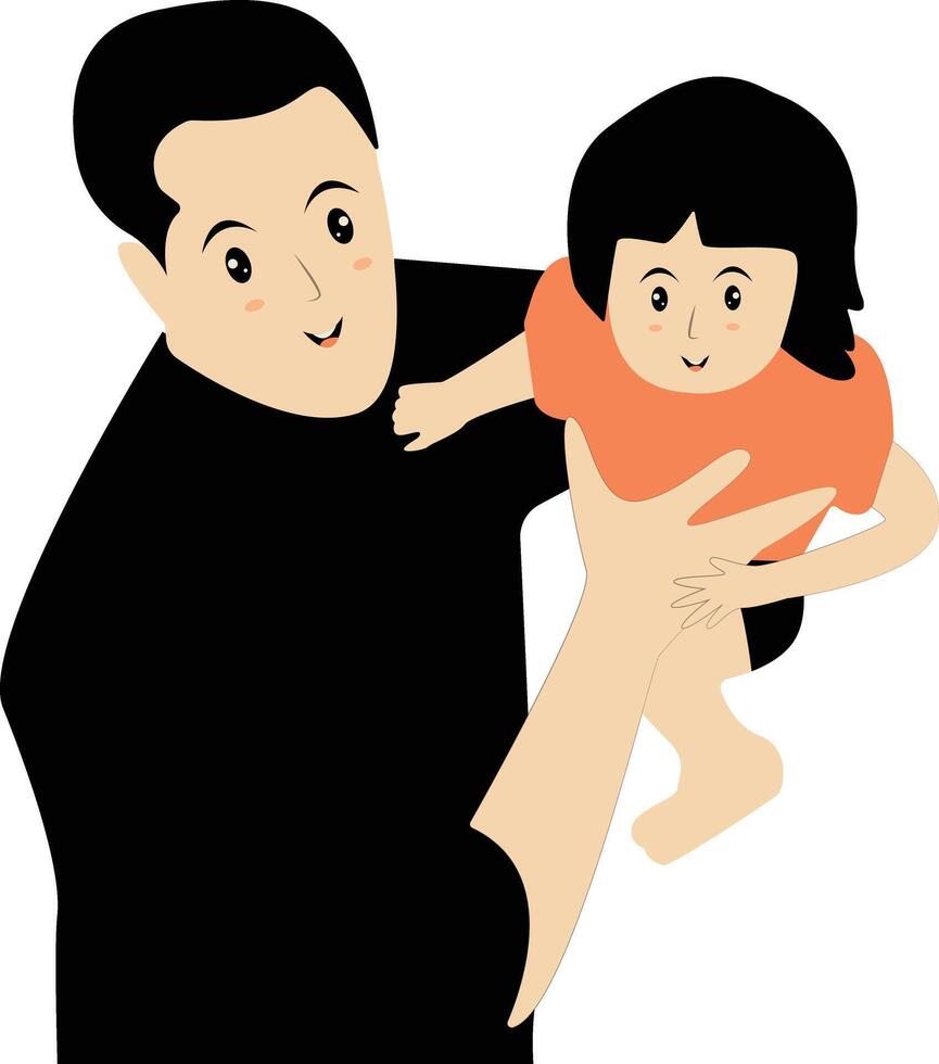Happy Father with Son Illustration on White Background. vector