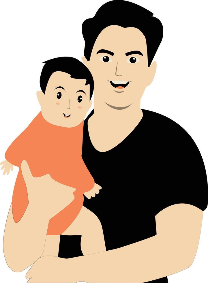Happy Father with Son Illustration Isolated on White Background vector