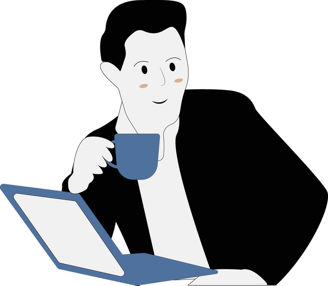 Businessman Illustration with Sketch Shape vector