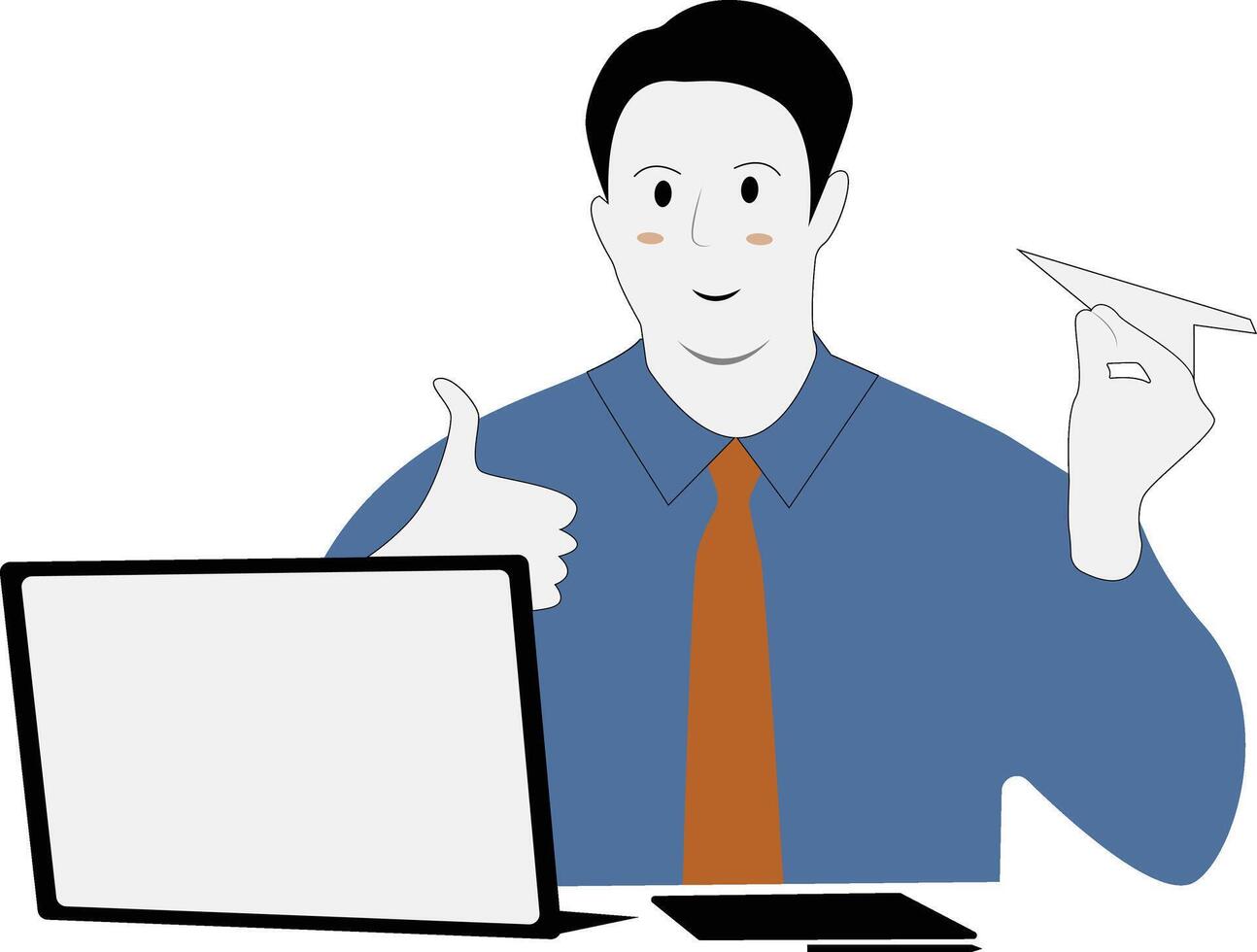 Businessman Illustration in Flat Design and Shape vector