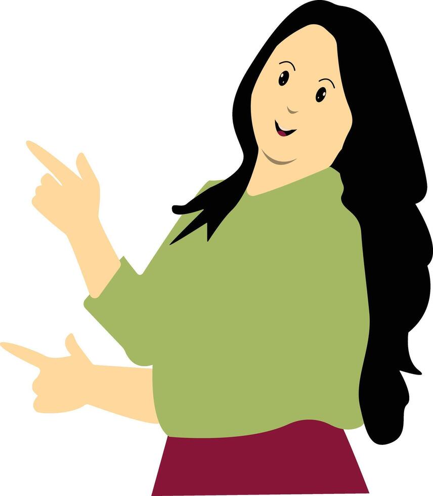 Excited and Cheerful Woman Character in Cartoon Design vector