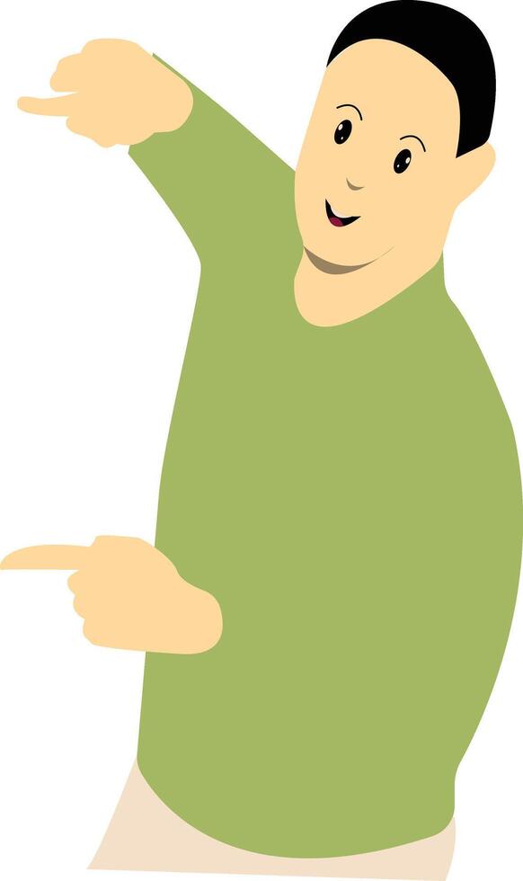 Excited and Cheerful Male Character on White Background vector