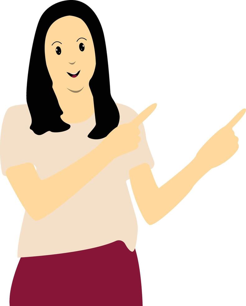 Excited and Cheerful Woman Character. vector