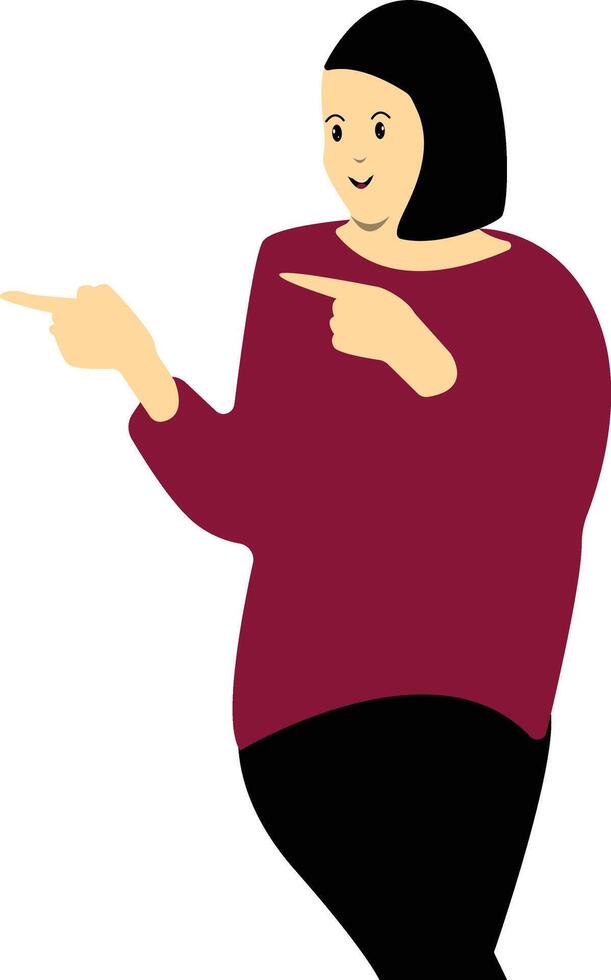 Excited and Cheerful Woman Character in Flat Design. vector