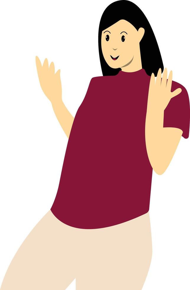 Excited and Cheerful Woman Character Isolated on White Background vector